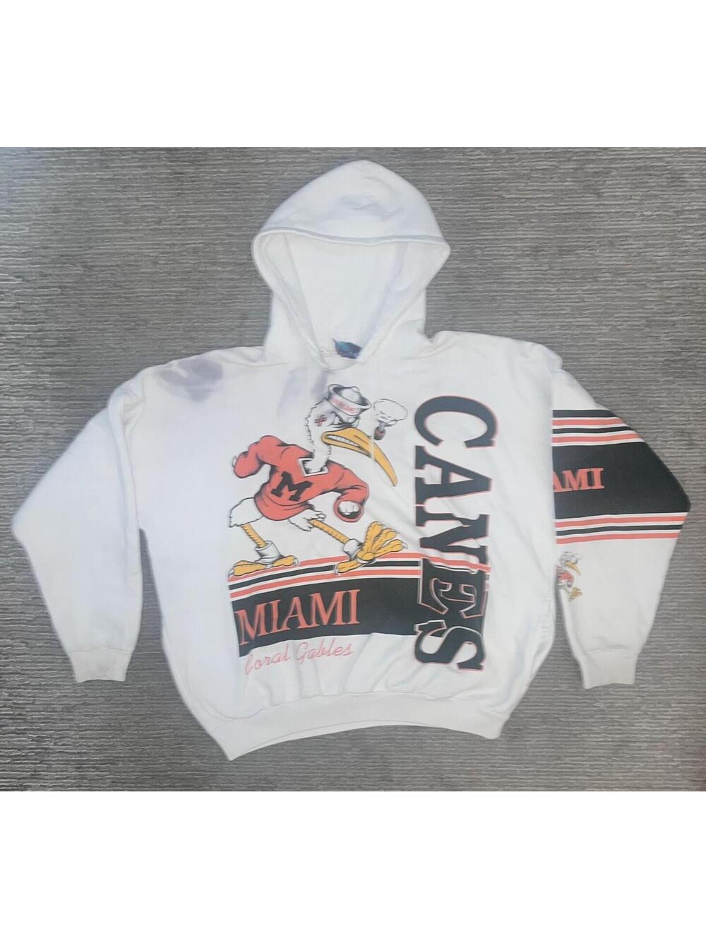 RARE Vtg University of Miami Hurricanes Canes Long Sleeve Hoodie Size 2